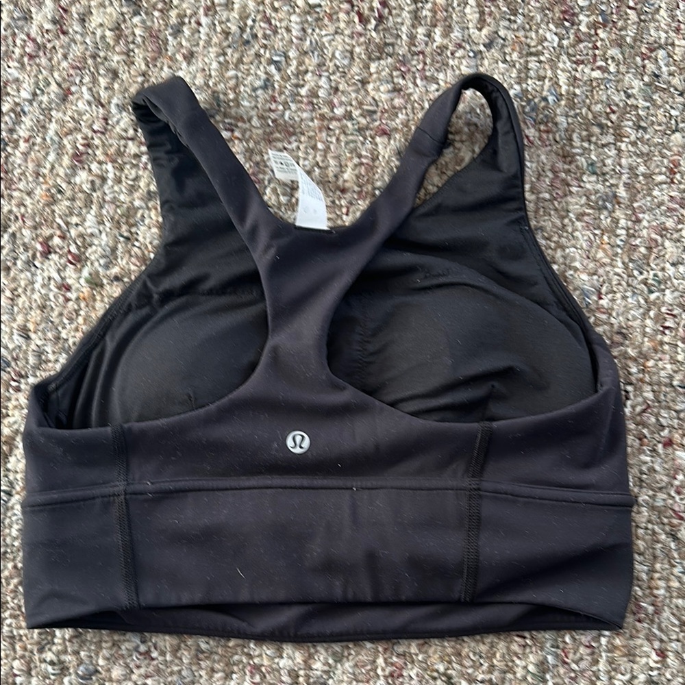 Women's lululemon wunder train long line  Black Sports Bra